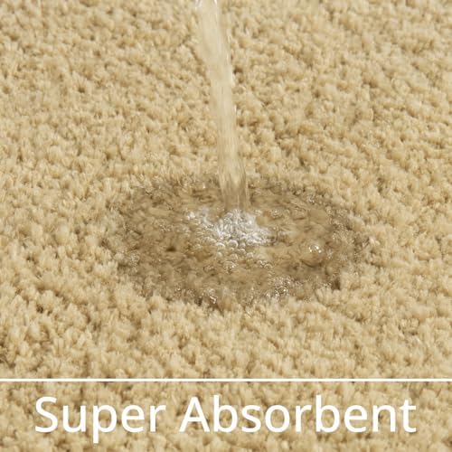 LOCHAS Bathroom Rugs 24x17 Inch, Microfiber Bath Rug Non Slip, Beige