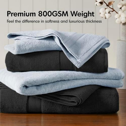 Madison Park Cotton Bath Sheet 2 Piece Oversized, 800GSM, 34" x 68" Black