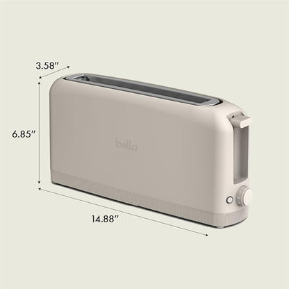 bella 2 Slice Slim Toaster,Fits-anywhere™ Kitchenware,6 Setting Shade Control with Reheat & Cancel Buttons,Fits sourdough,10” Long Slot,Anti Jam & Auto Shutoff,900 Watt,Oatmilk,(Pack of 6)