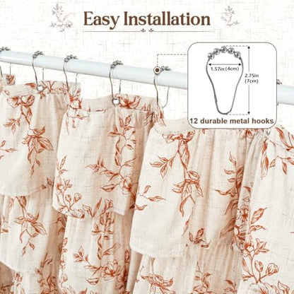 Fall Extra Long Ruffle Shower Curtains for Bathroom with Floral, 72"Wx84"L