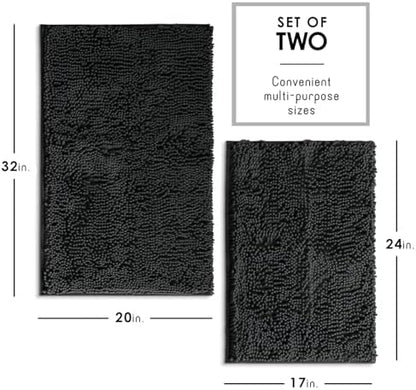 Hearth & Harbor Bathroom Rugs, Chenille Bath Mat - Machine Washable Bath Mats for Bathroom Non-Slip Backing Rubber, Quick Dry Bathroom Mat