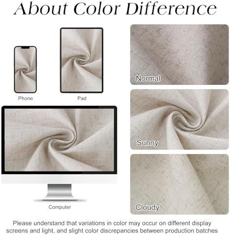 Naturoom Linen Shower Curtain 60x72 Inch for Bathroom Oatmeal 1 Panel