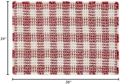 TYUU Christmas Bathroom Rugs, Cute Waffle Bath Mat, 36x24 Red & White