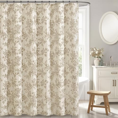Beige Floral Shower Curtain W72*L72 Inches Long