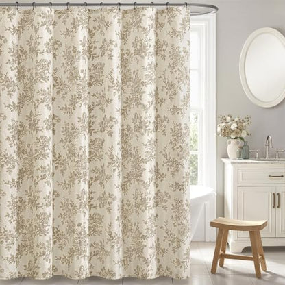 Beige Floral Shower Curtain W72*L72 Inches Long