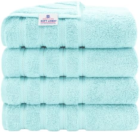 American Soft Linen 100% Cotton Luxury Turkish Towels, 4 PC Bath Towel Set