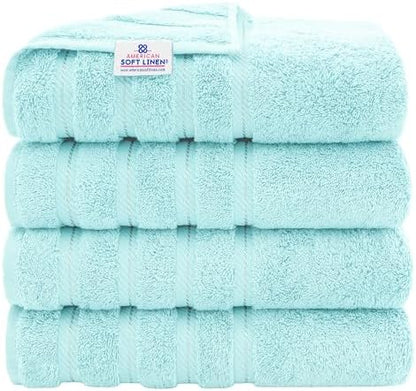 American Soft Linen 100% Cotton Luxury Turkish Towels, 4 PC Bath Towel Set