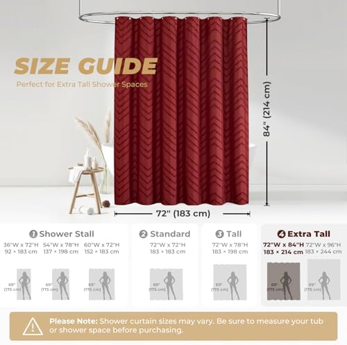 Burgundy Boho Fabric Shower Curtain 72 x 84 Inches