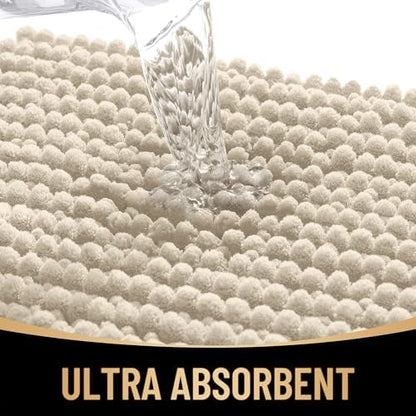 OLANLY Thick Chenille Large Bathroom Rugs 44x32, Absorbent Bath Mat, Sand