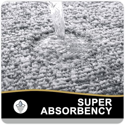 OLANLY Large Bathroom Rugs 44x32, Absorbent Microfiber Bath Rugs, Dark Grey