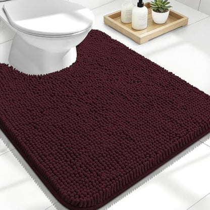OLANLY Toilet Rugs U-Shaped 24x20, Soft Absorbent Chenille Contour Rugs