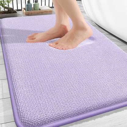 OLANLY Thick Memory Foam Bathroom Rugs 30x20, Absorbent Bath Mat, Lavender