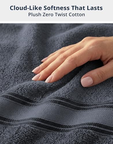 LANE LINEN Oversized Bath Sheets Set Absorbent Quick Dry 4 Pack - Cool Grey