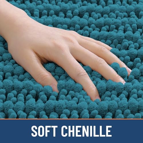 Smiry Bathroom Rugs 34X21, Extra Soft Rubber Backing Chenille Bath Mats