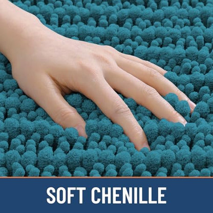 Smiry Bathroom Rugs 47X24, Extra Soft Rubber Backing Chenille Bath Mats