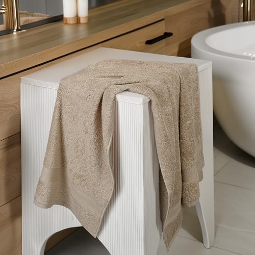 Commercial Bulk Pack of 12 Bath Towels – 100% Cotton Terry 24" x 48" – Ideal for Hotels, Salons, Gyms, Spas & Institutional Use – Beige
