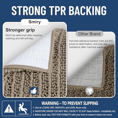 Smiry Bathroom Rugs 34X21, Extra Soft Rubber Backing Chenille Bath Mats