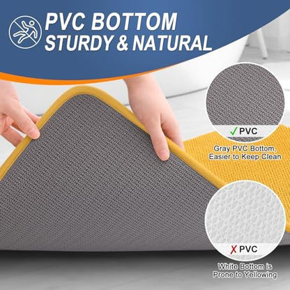 OLANLY Memory Foam Bathroom Runner Rugs 44x24, Long Bath Mat, Golden Yellow