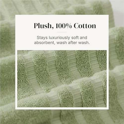 Modern Threads 6 Piece Bath Towel Set – Bathroom Set with 2 Bath Towels, 2 Hand Towels, and 2 Wash Cloths – 100% Cotton, Super Absorbent & Extra Soft – Reversible Classic Diamond (Sage Green)