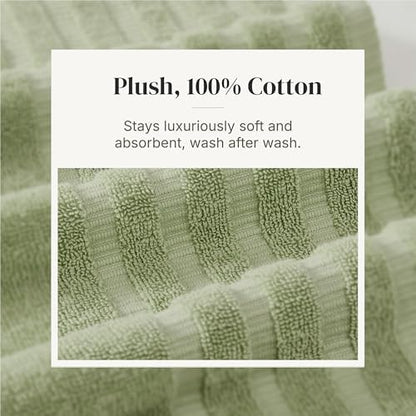 Modern Threads 6 Piece Bath Towel Set – Bathroom Set with 2 Bath Towels, 2 Hand Towels, and 2 Wash Cloths – 100% Cotton, Super Absorbent & Extra Soft – Reversible Classic Diamond (Sage Green)