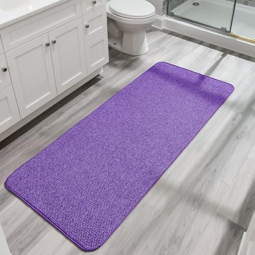 Bosap Bath Mat,Ultra Thin Bathroom Runner Rugs,Large Bath Mats for Bathroom,Quick Dry,Non-Slip,Machine Washable,Low Pile,Bath Rug,Shower Outside,Sink,Home Decor Accessories.Purple,3'x4'(36x48inch)