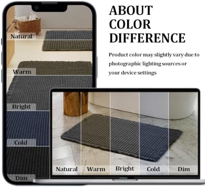 JIUZHEN Set of 2 Waffle Bath Mats Boho Bathroom Runner Rug 20"x32"+24"x48"