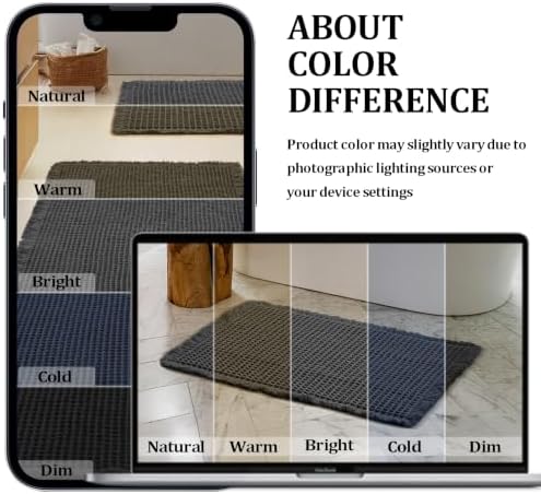 JIUZHEN Set of 2 Waffle Bathroom Rugs Non Slip Bath Mats 16"x24"+24"x48"