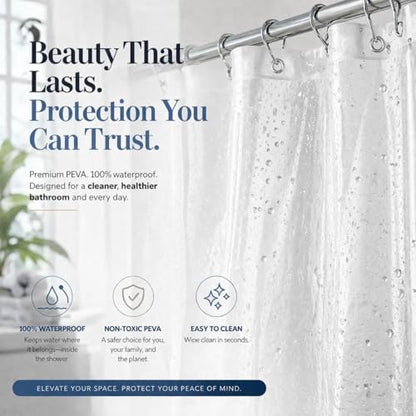 EHZNZIE Frosted Shower Curtain Liner 72x72, PEVA Waterproof Bath Curtain, No Chemical Smell, 3 Weighted Magnets, Durable with Rustproof Metal Grommets