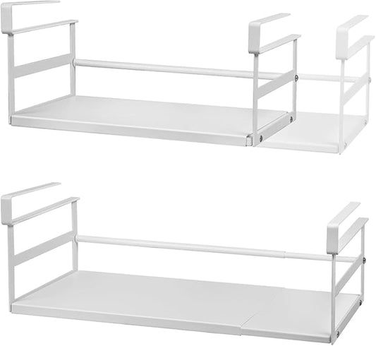 Under Shelf Storage Basket, 2-Pack Under Cabinet Shelf Organizer | Expandable Hanging Basket Holds 35 lbs Add-On Kitchen Pantry Cupboard Counter Laundry 13.19-23.03" W x 8.66" D x 4.13" H