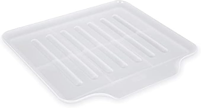 Copco Small Clear Drain Board Fits Under Any Small Dish Rack to Catch Water or for Larger Pots Alone, Angled Base Allows for Self Draining with Raised Ribs to Prevent Water from Puddling