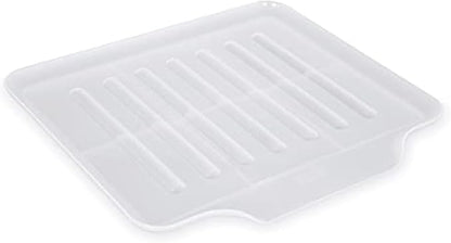 Copco Small Clear Drain Board Fits Under Any Small Dish Rack to Catch Water or for Larger Pots Alone, Angled Base Allows for Self Draining with Raised Ribs to Prevent Water from Puddling
