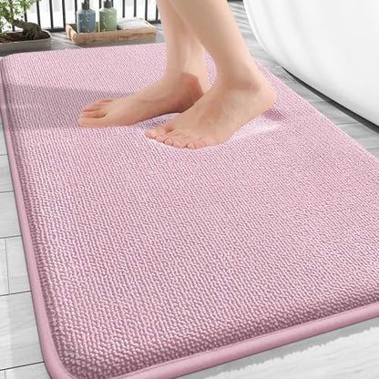 OLANLY Thick Memory Foam Bathroom Rug 30x20, Absorbent Bath Mat, Dusty Rose