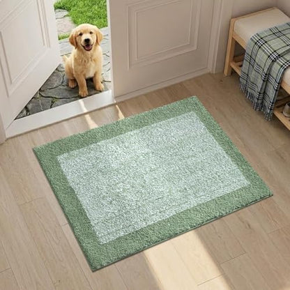 Bathroom Rugs 24x17 Non Slip Washable, Soft Absorbent Bath Mat Green