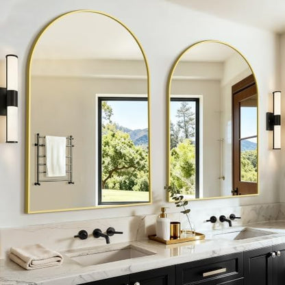 Arched Bathroom Vanity Mirror for Over Sink, 2 Pack 38”x26”, Gold