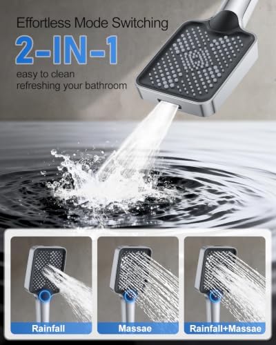 Woindo 4 Function Shower Faucet Set 12" Rain Shower Head/6'' Side Shower Head and 3 Setting Handheld Ceiling Mount Push Button Diverter Complete Rainfall Round Shower System Included Valve Trim Kit