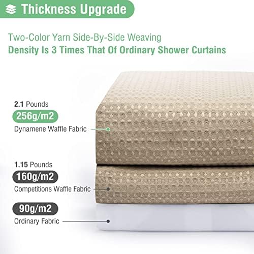 Dynamene Stall Waffle Shower Curtain 256 GSM Heavy Fabric 36x72 Beige/Khaki