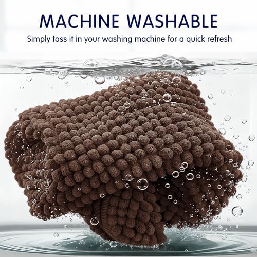 SUBRTEX Bathroom Rugs, 24" x 44" Chenille Bath Rug Soft Short Plush Bath Mat Soft Shower Mat Water Absorbent Shower Mat Quick Dry Machine Washable, Chocolate
