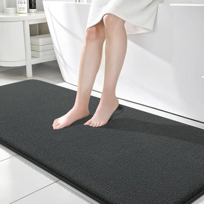 OLANLY Memory Foam Bathroom Runner Rug 70x24, Absorbent Long Mat, Dark Grey