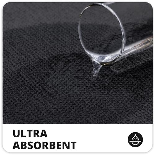Bosap Bath Mat,Ultra Thin Bathroom Runner Rugs,Large Bath Mats for Bathroom,Quick Dry,Non-Slip,Machine Washable,Low Pile,Bath Rug,Shower Outside,Sink,Home Decor Accessories.Black,3'x4'(36x48inch)
