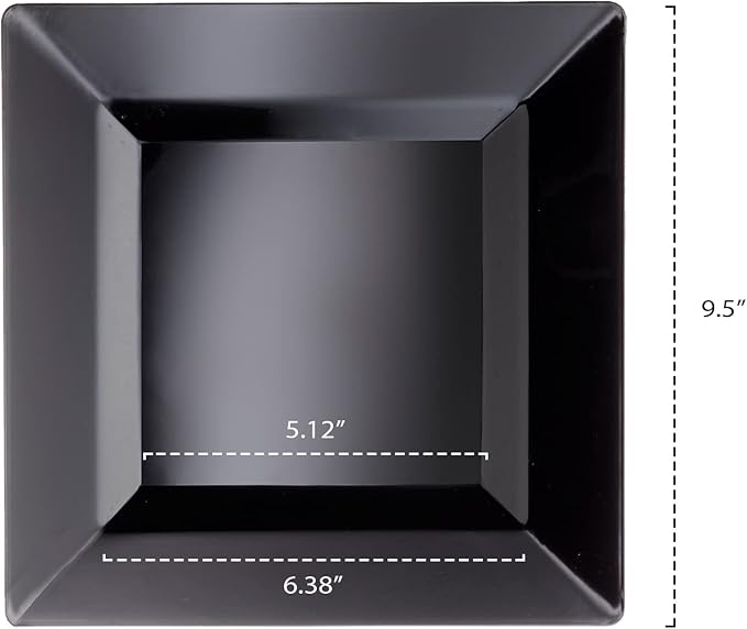 Party Essentials 10-Count Hard Plastic 9.5" Classic Square Lunch/Dinner Plates, Black