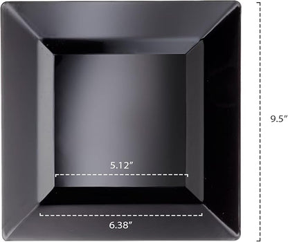 Party Essentials 10-Count Hard Plastic 9.5" Classic Square Lunch/Dinner Plates, Black