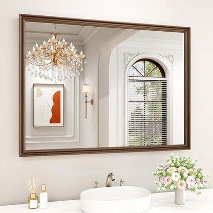 WEER Brown Bathroom Vanity Mirror 48x36 Inch