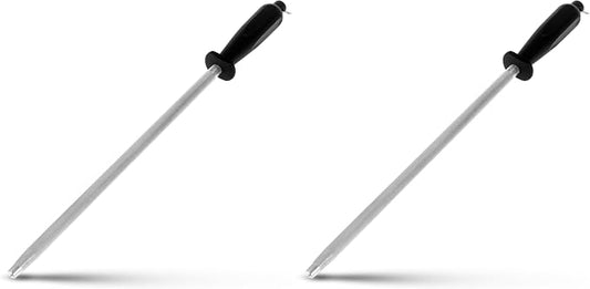 Professional Carbon Steel Black Knife Sharpening Steel, Black 12 Inch (Pack of 2)