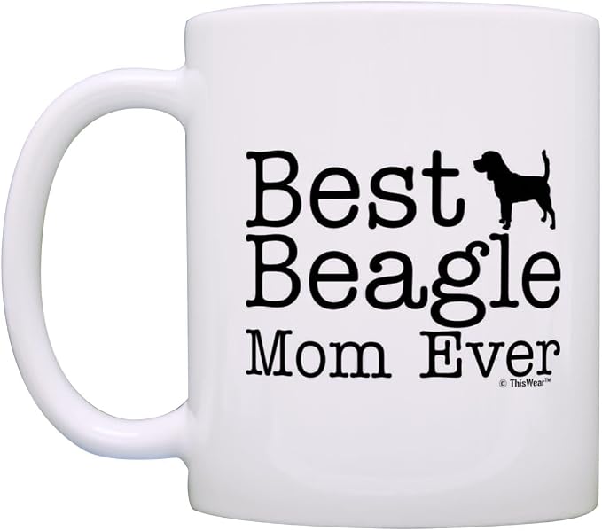 ThisWear Dog Lover Gifts Best Beagle Mom Ever Animal Pet Owner Rescue Gift 11oz Ceramic Coffee Mug with Handle