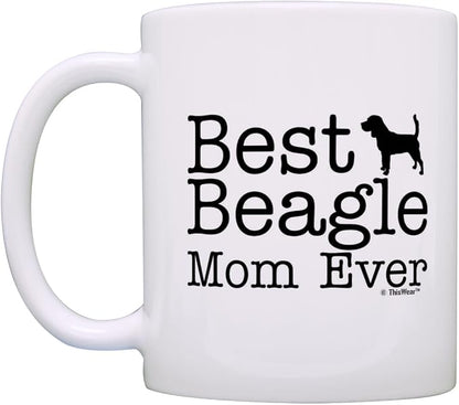 ThisWear Dog Lover Gifts Best Beagle Mom Ever Animal Pet Owner Rescue Gift 11oz Ceramic Coffee Mug with Handle
