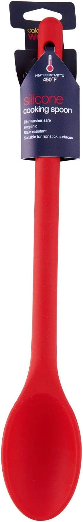 Farberware Colourworks Basting Spoon – 11" Heat-Resistant Silicone Spoon Spatula for Stirring, Flipping & Scraping, Nonstick-Safe Kitchen Tool for Sauces & Soups, Ideal for Everyday Cooking (Red)