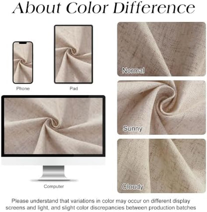 Naturoom Linen Shower Curtain 90 Inch Long for Bathroom Taupe Burlywood