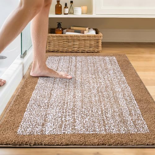 48x32 Large Bathroom Rugs Non Slip Washable, Soft Absorbent Bath Mat Coffee