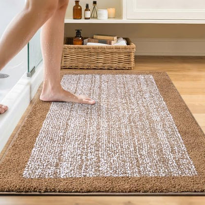 48x32 Large Bathroom Rugs Non Slip Washable, Soft Absorbent Bath Mat Coffee