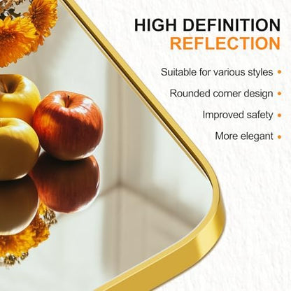 Delma Bathroom Vanity Mirror, Gold Framed Mirror for Over Sink, 40x28